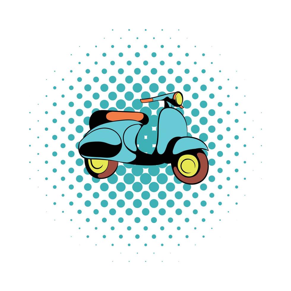 motocicleta, azul, cómics, icono vector