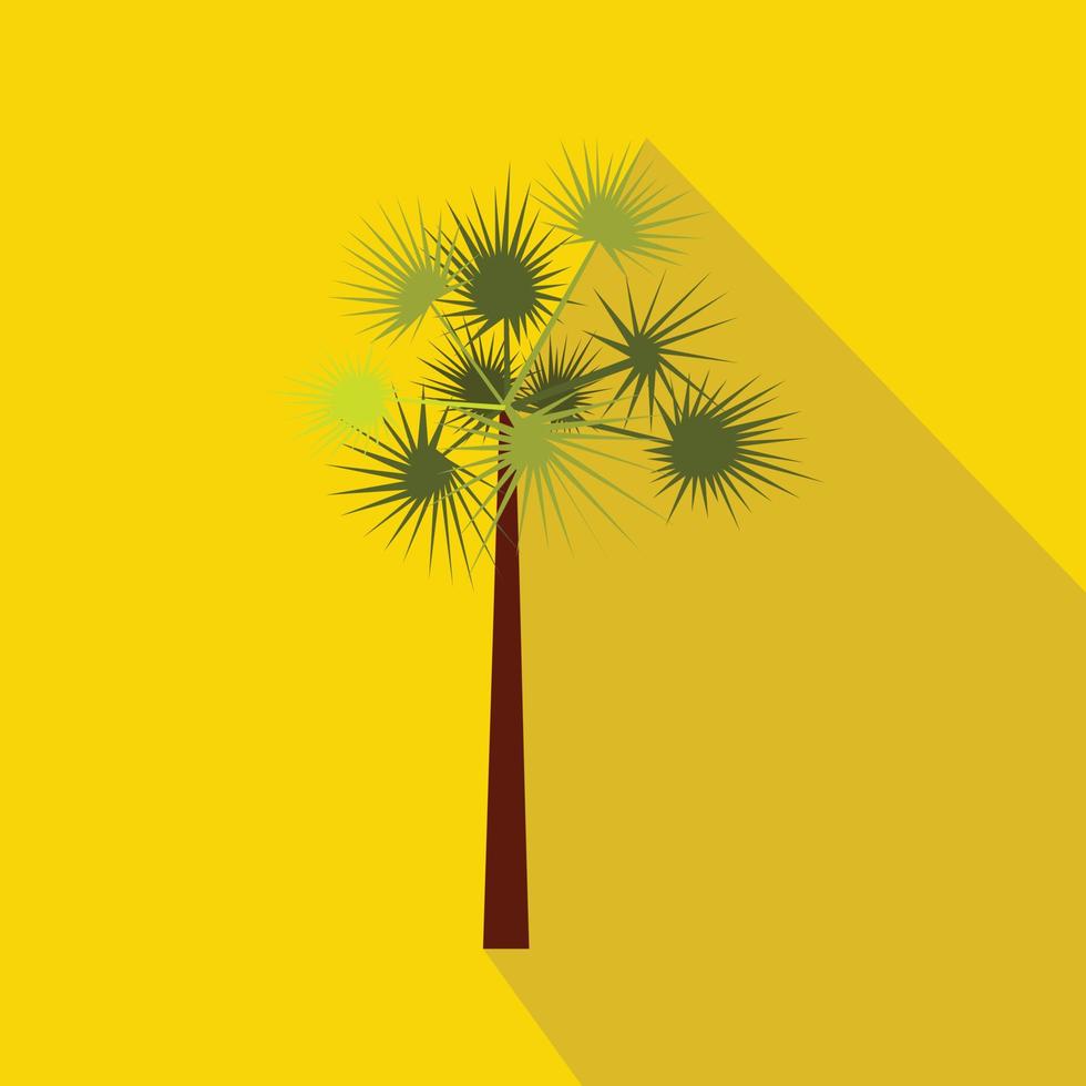 One green palm tree icon, flat style vector