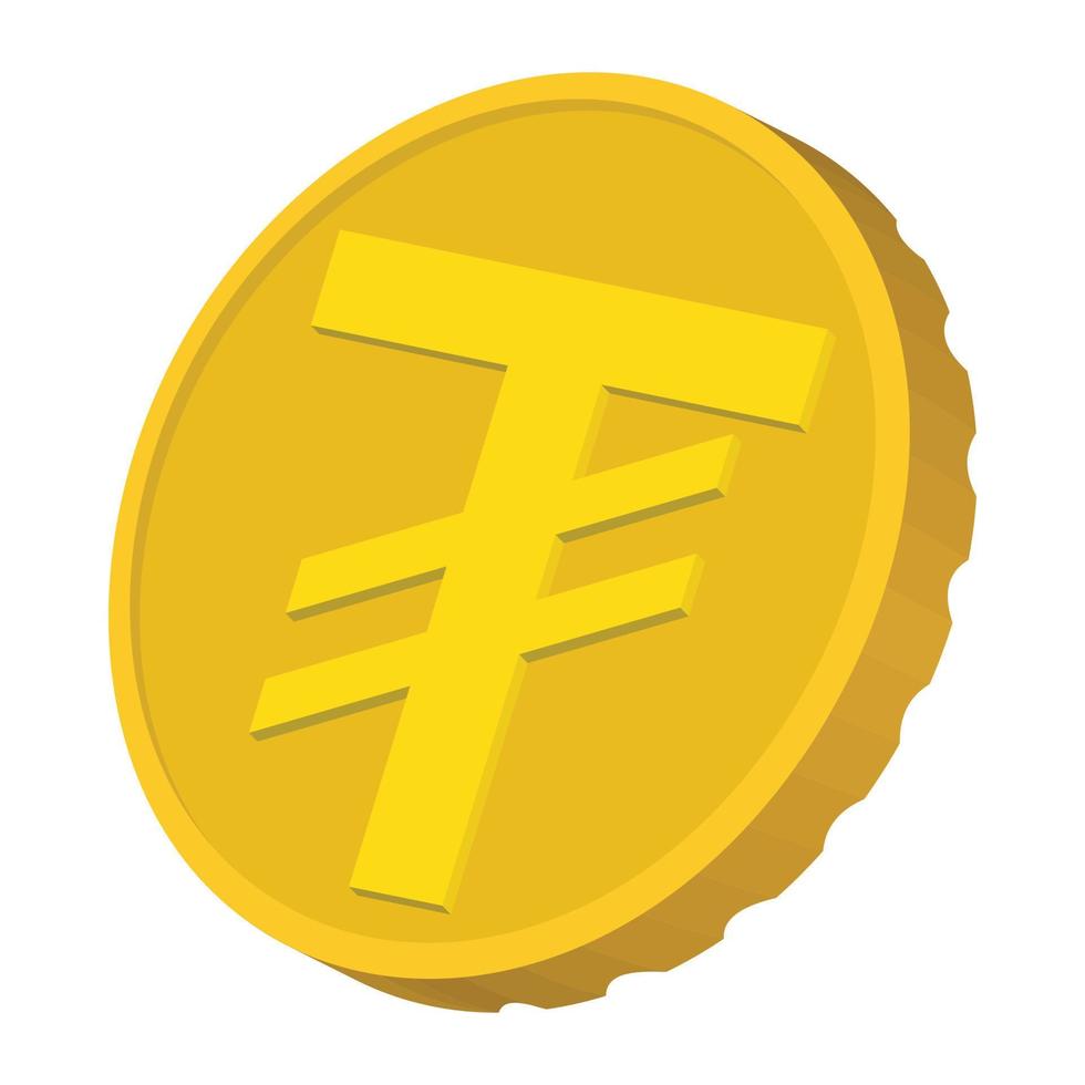 Gold coin with Mongolian Tugrik sign icon vector