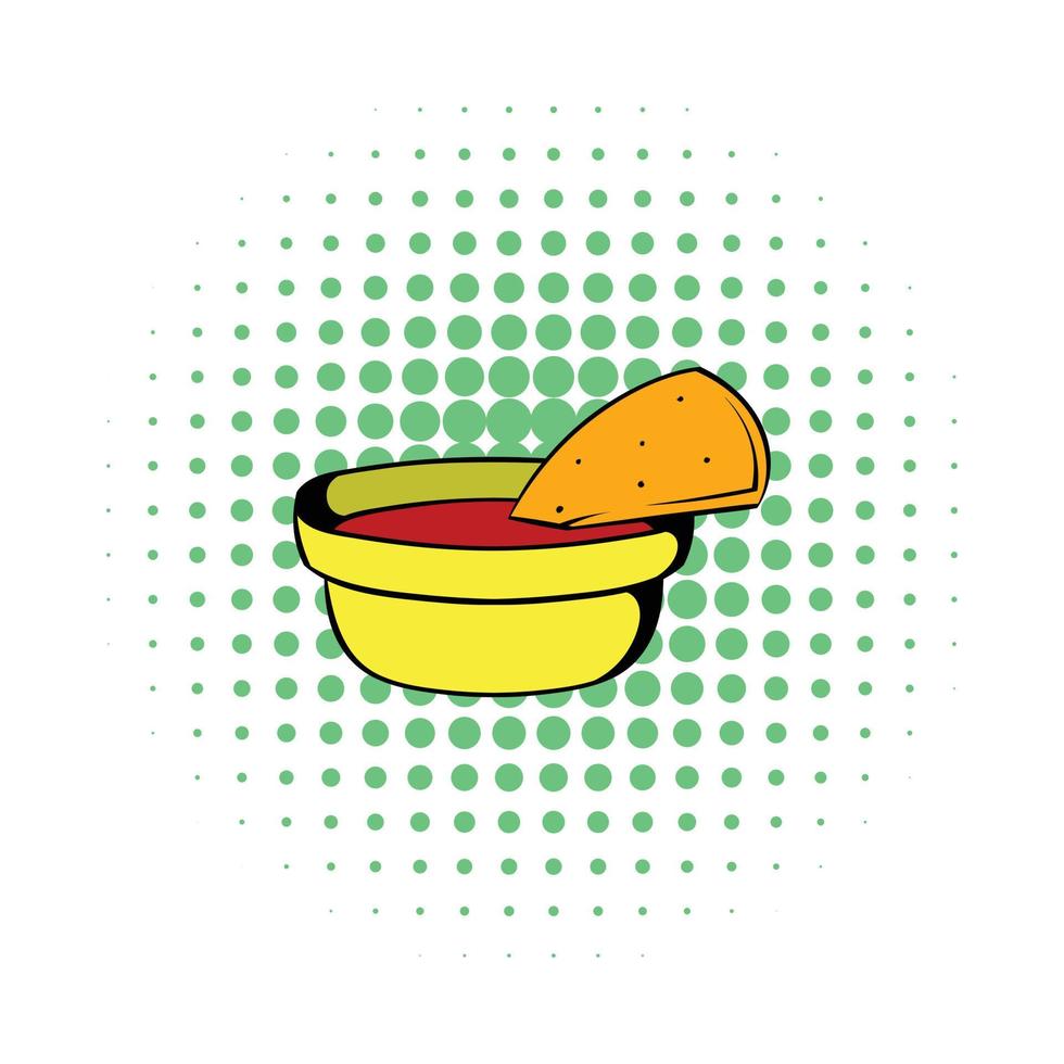 salsa de pimienta con icono de pan de pita, estilo cómic vector