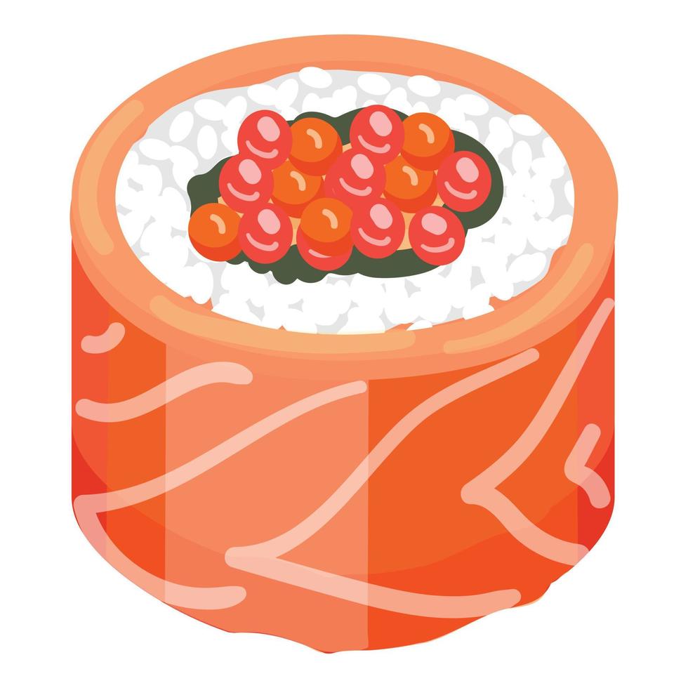 vector de dibujos animados de icono de rollo de sushi de caviar rojo. rollo japones