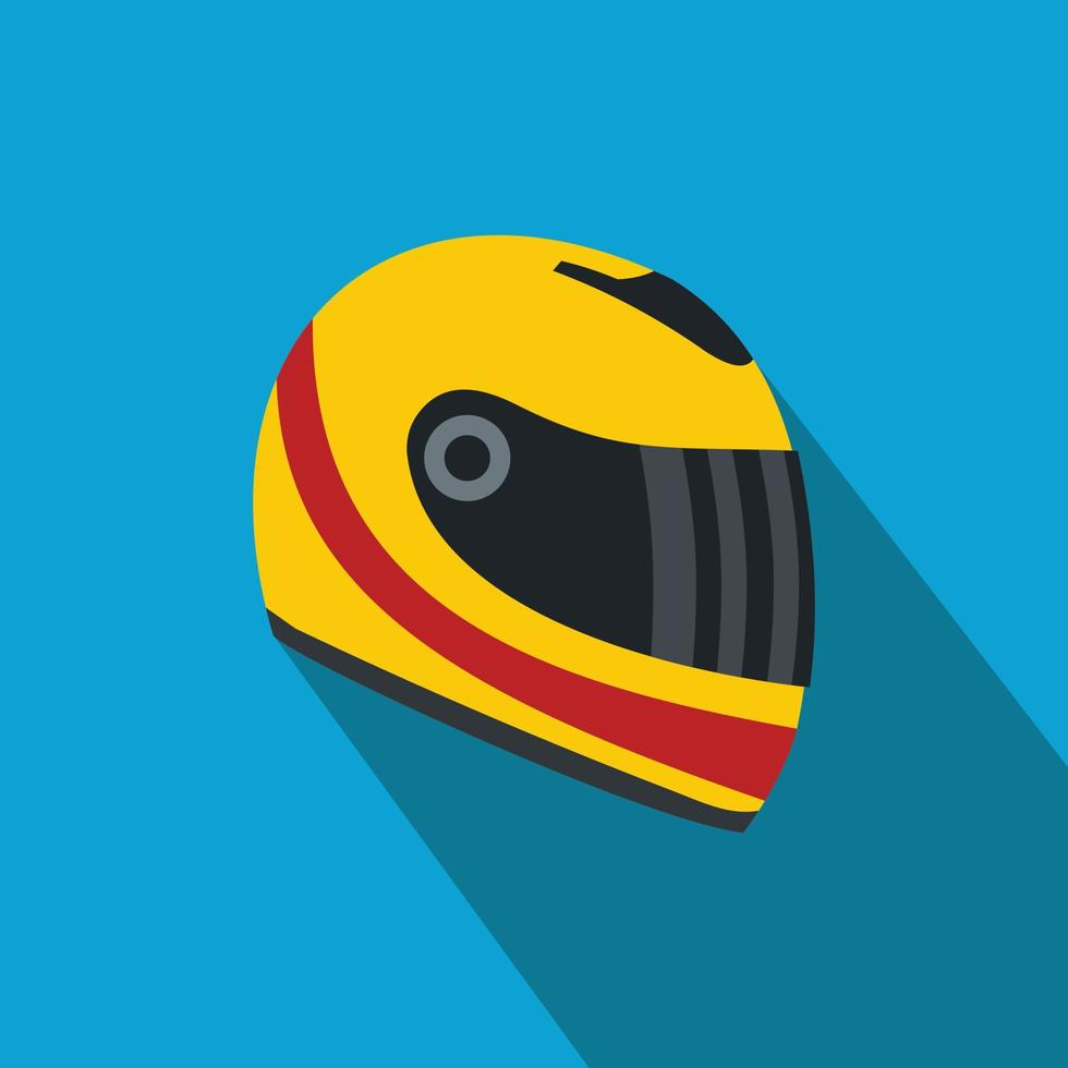 icono plano del casco de carreras vector