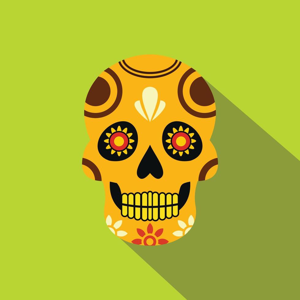 Mexican skull icon, flat style vector