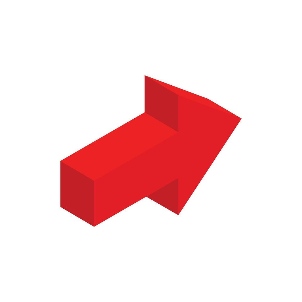 Red arrow isometric 3d icon vector