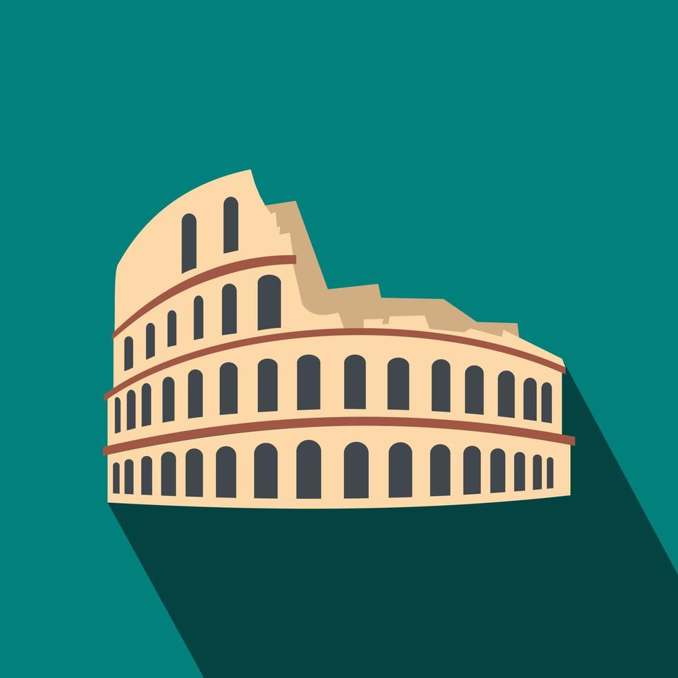 icono del coliseo romano, estilo plano vector