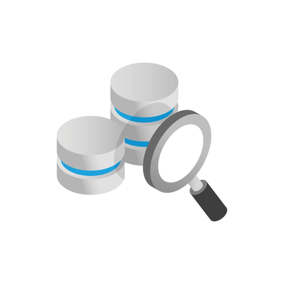Database and magnifying glass icon vector
