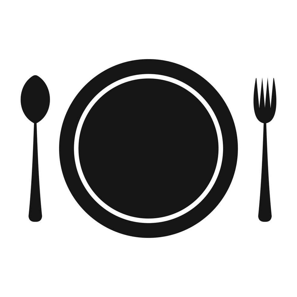 Cutlery set with plate vector