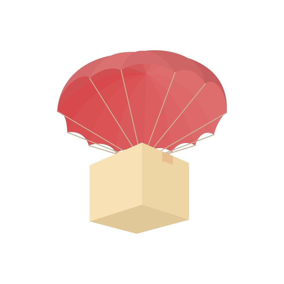 Humanitarian aid in a box with a parachute icon vector