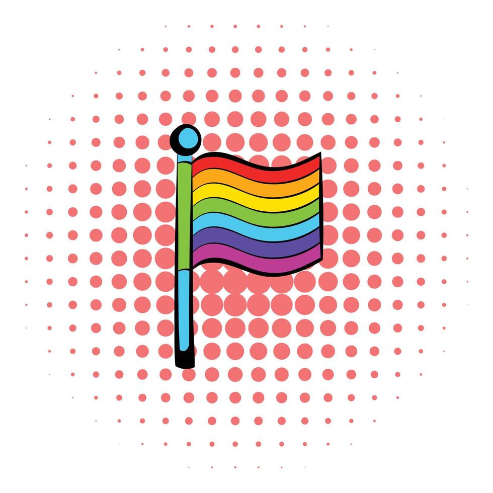 Rainbow flag icon, comics style vector