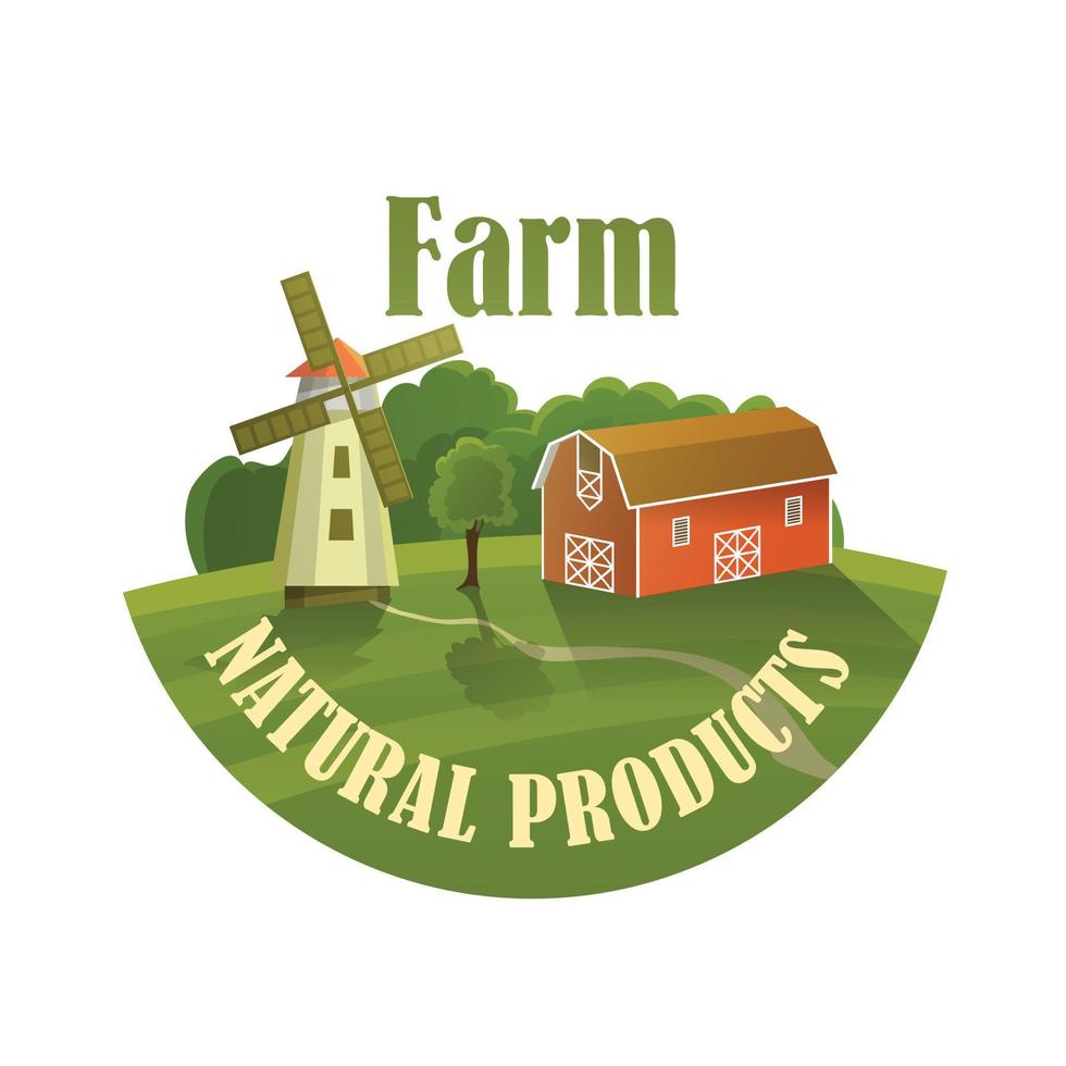 Green label of healthy natural farm fresh food vector