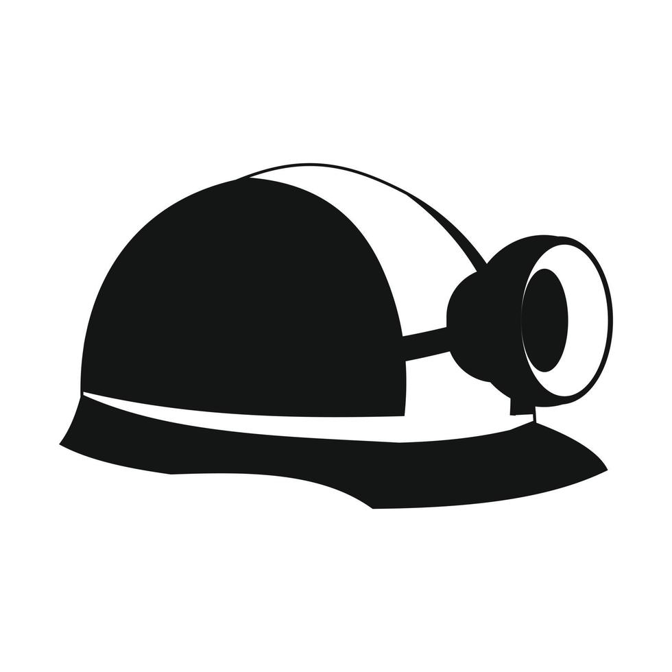 Miners helmet with lamp icon vector