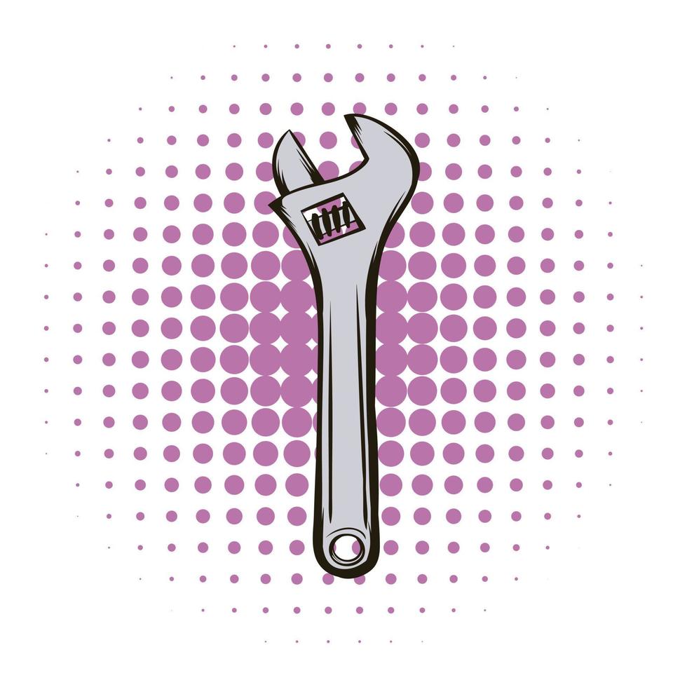 Adjustable wrench comics icon vector