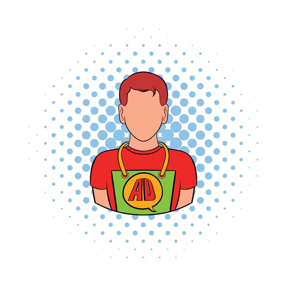 Man in uniform icon, comics style vector