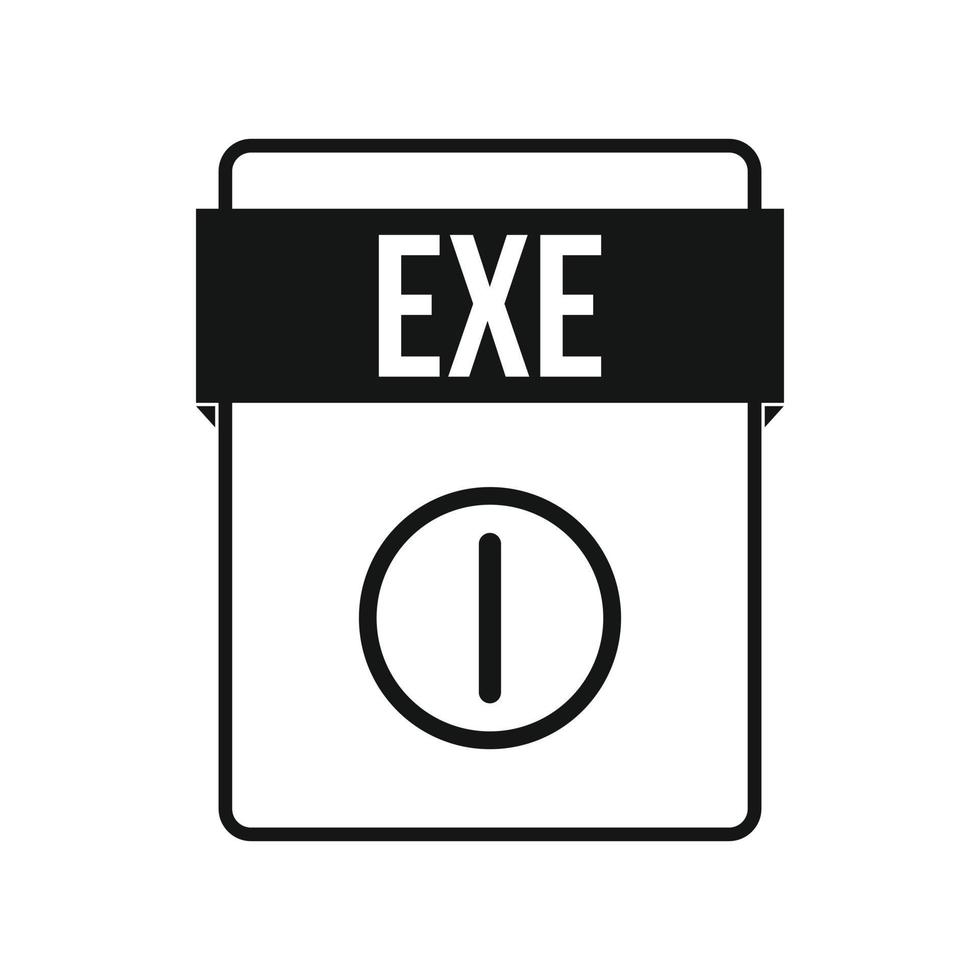 icono de archivo exe, estilo simple vector