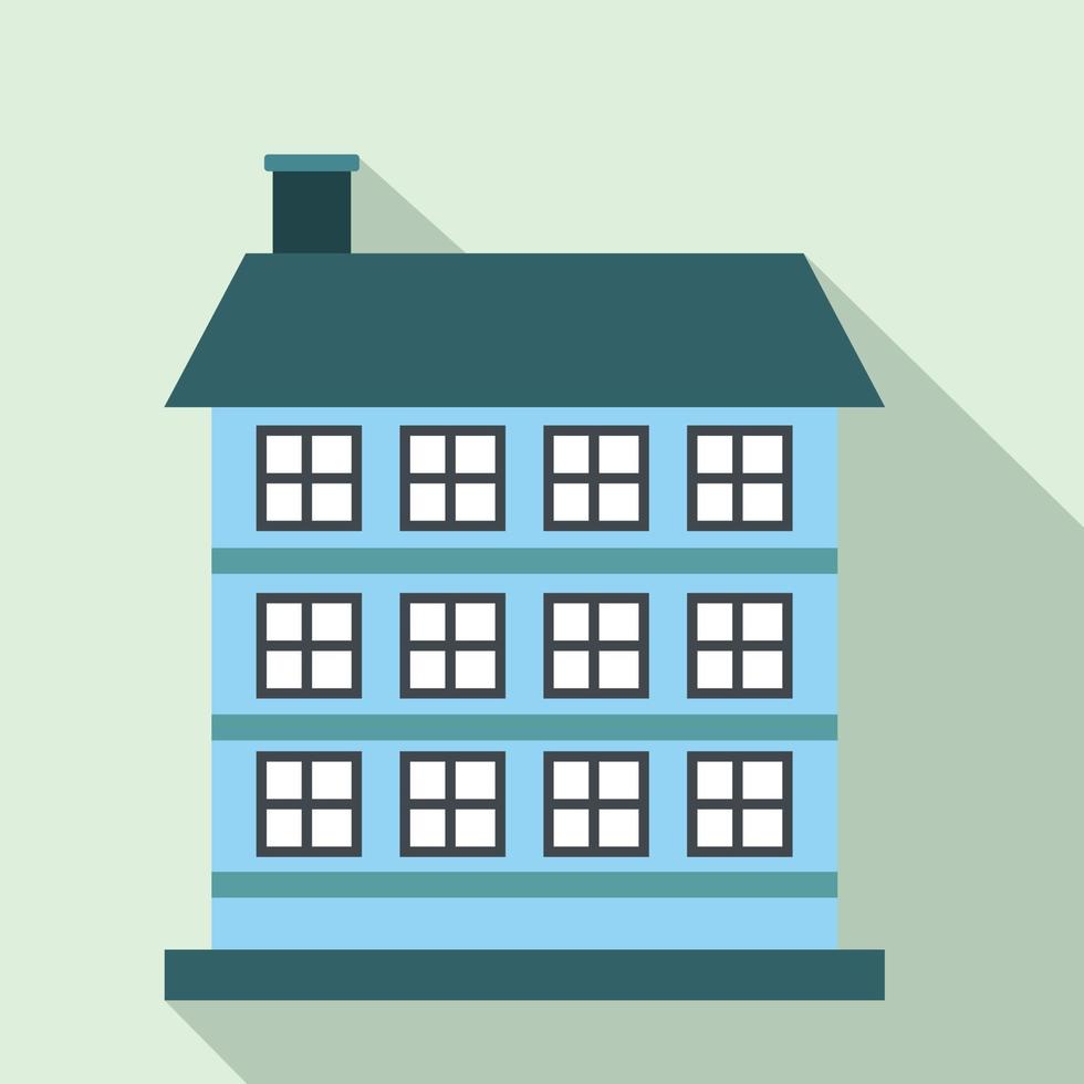 Three-storey house flat icon vector