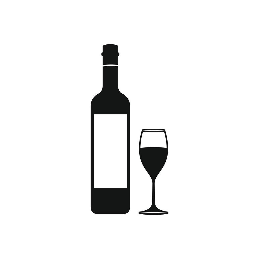 botella, vino, y, vidrio, icono vector