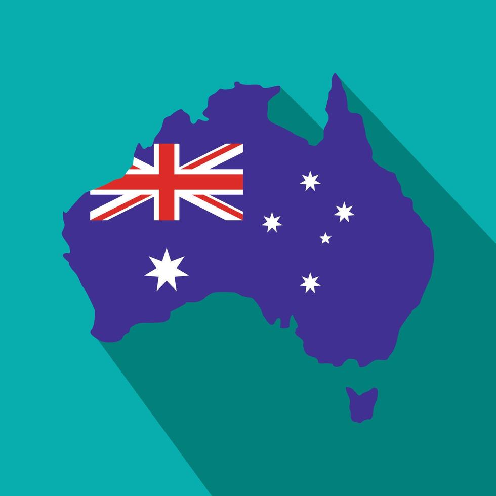 mapa de australia con la imagen de la bandera nacional vector