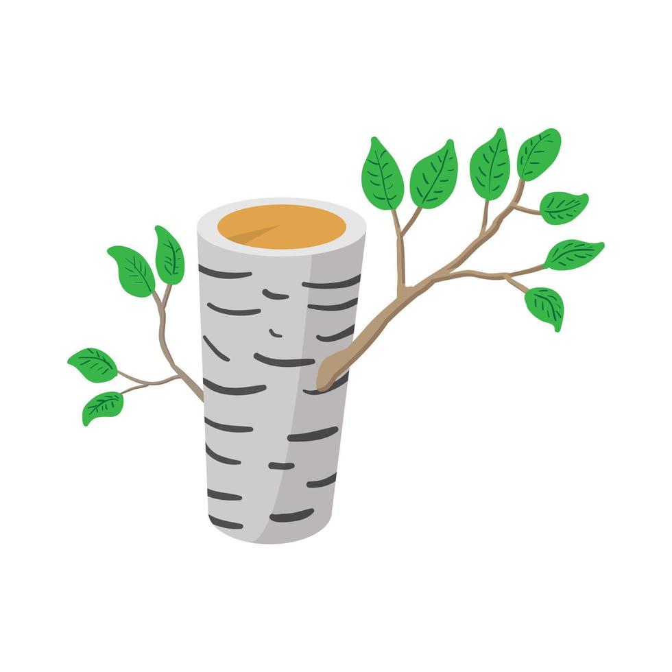 Birch icon, cartoon style vector