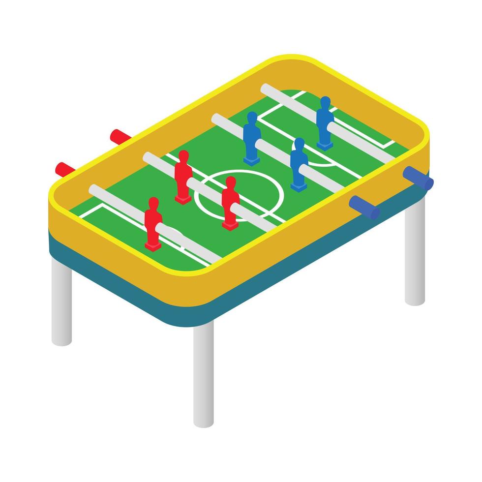 futbolín, icono, isométrico, 3d, estilo vector