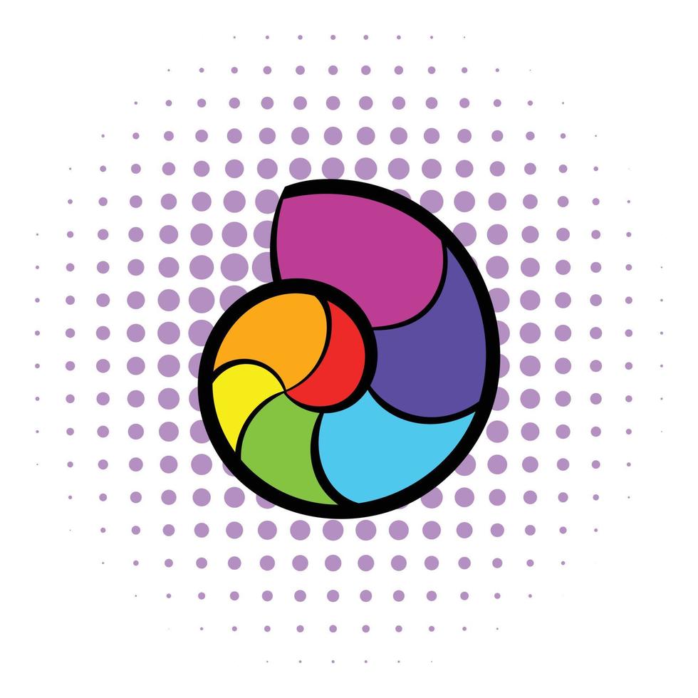 icono de arco iris de caracol, estilo comics vector