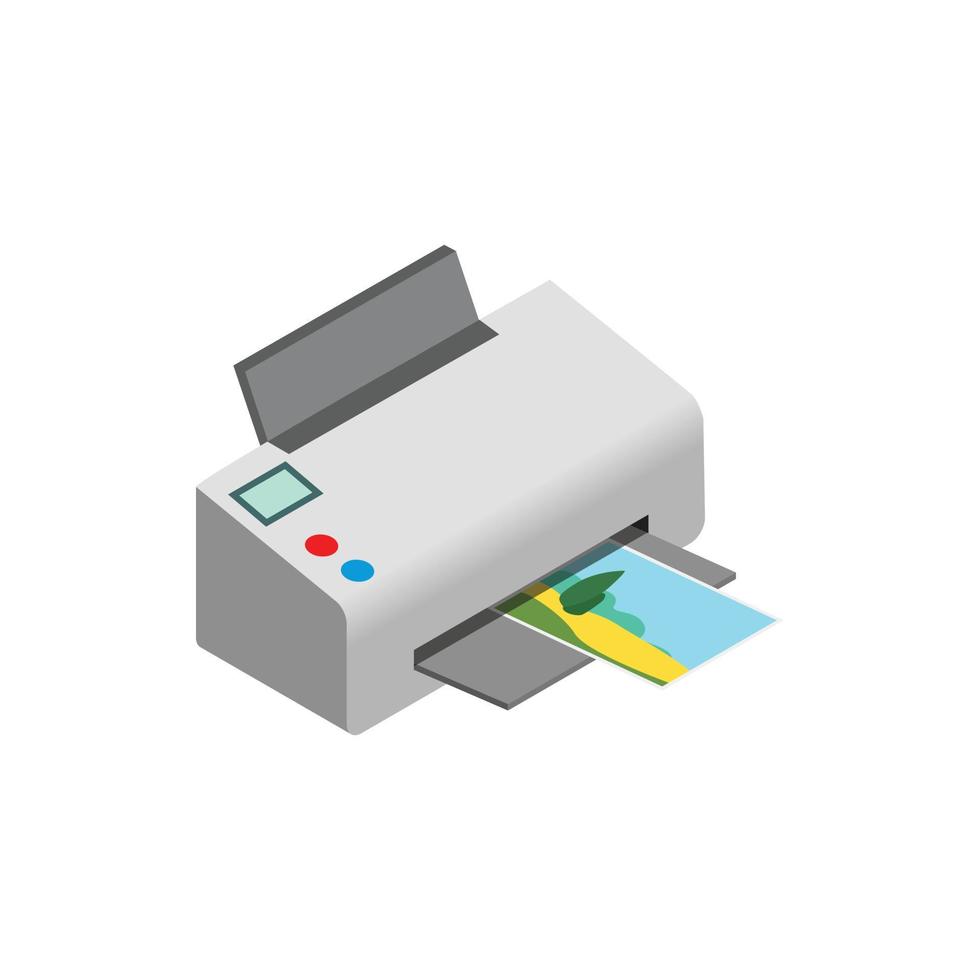Color photo printer icon, isometric 3d style vector
