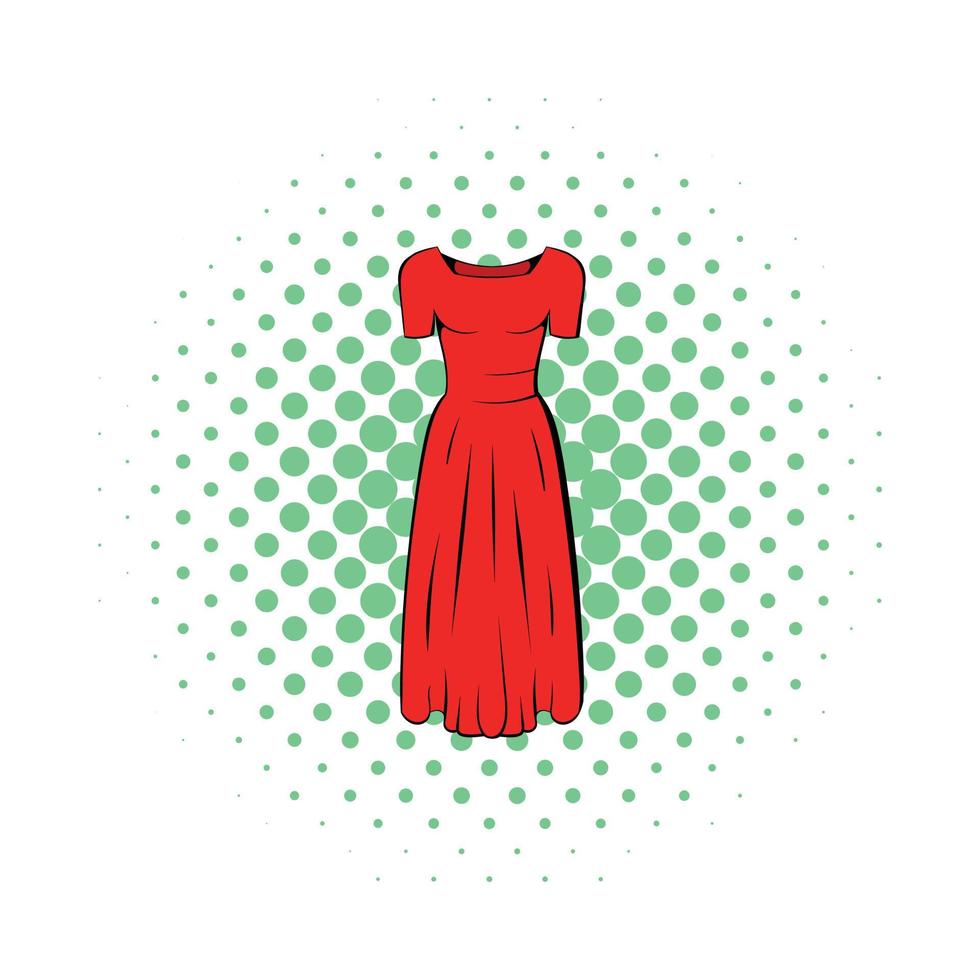 Womens red dress icon, comics style vector