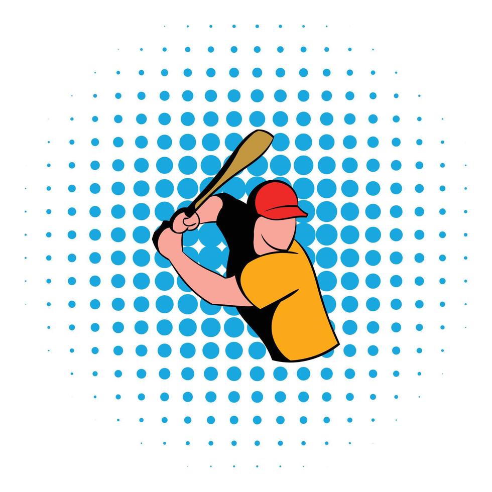 Baseball player icon, comics style vector