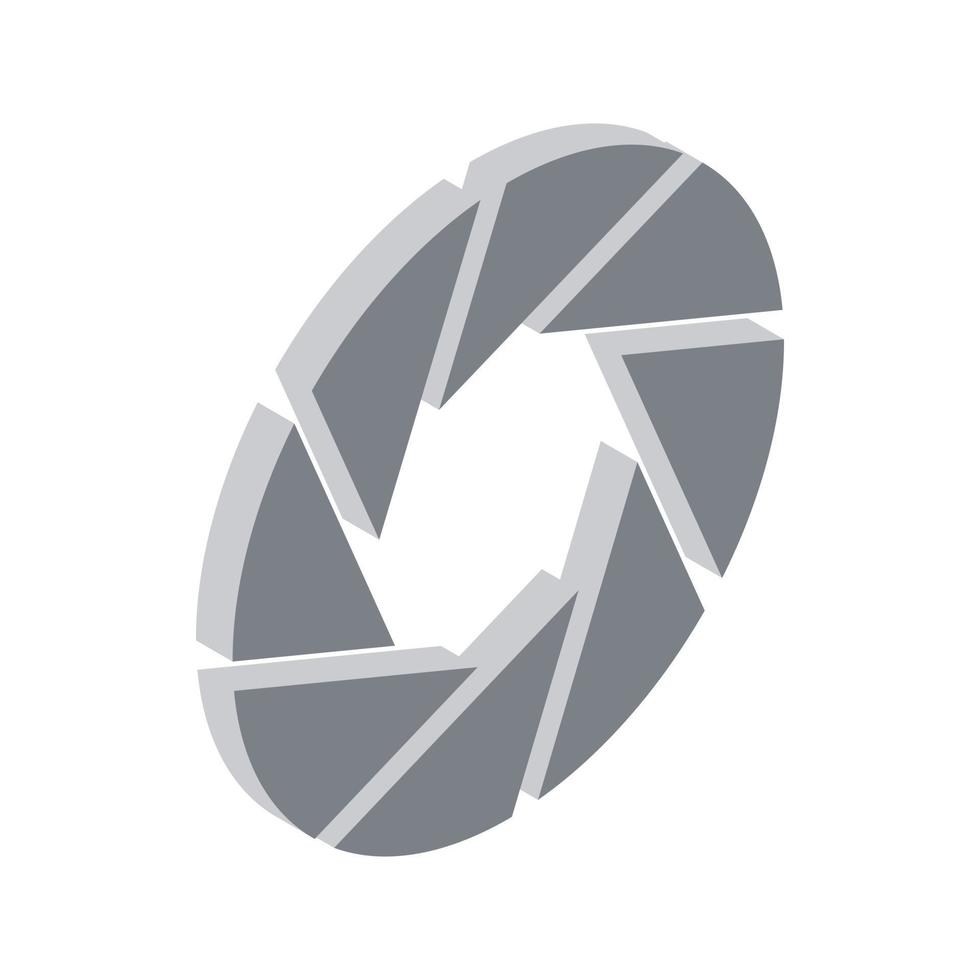 Camera aperture icon, isometric 3d style vector