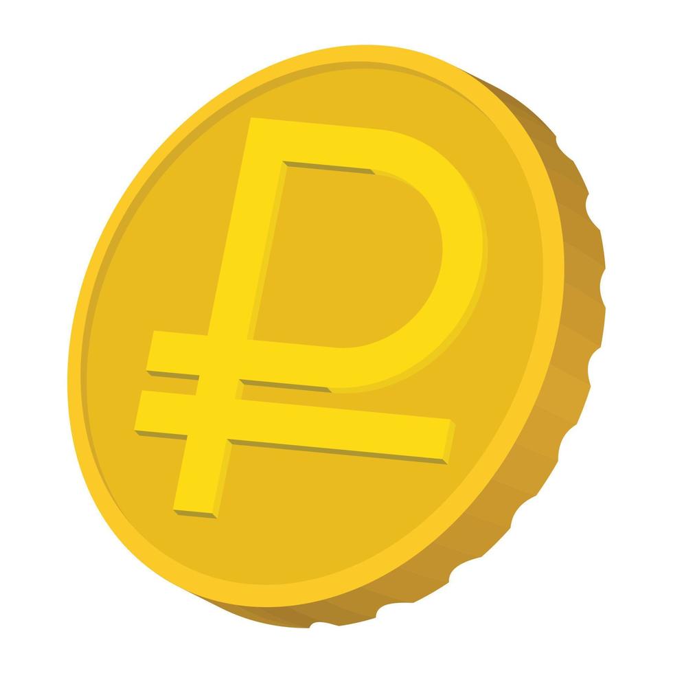 moneda de oro con icono de signo de rublo, estilo de dibujos animados vector