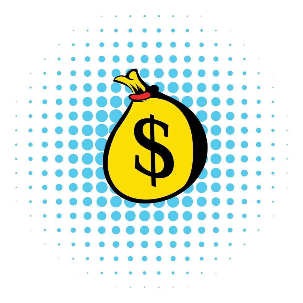 Money bag with dollar sign icon, comics style vector