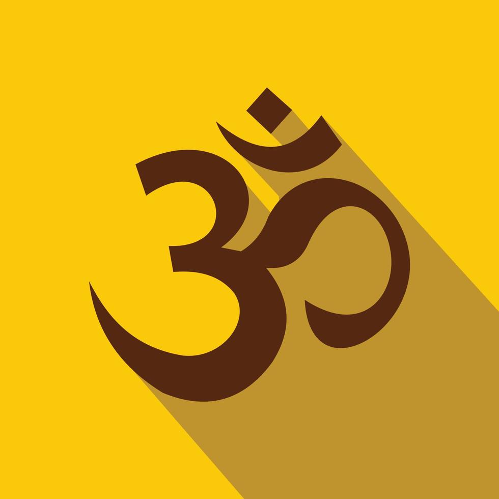 Hindu om symbol icon, flat style vector