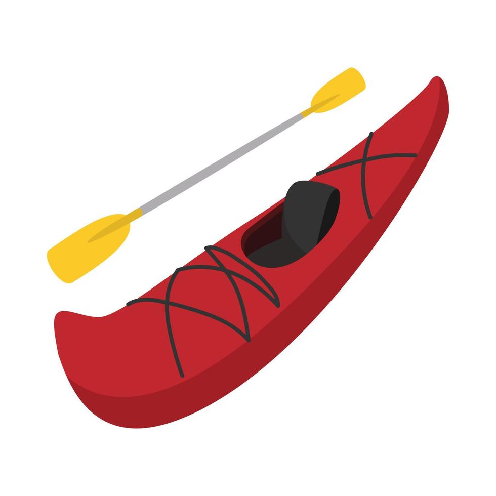 Rubber boat with oar cartoon vector