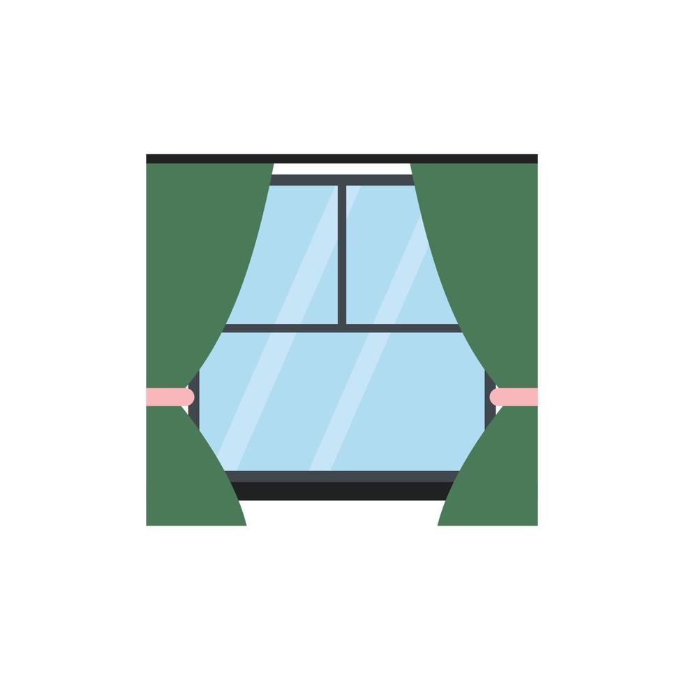Window with curtains flat icon vector