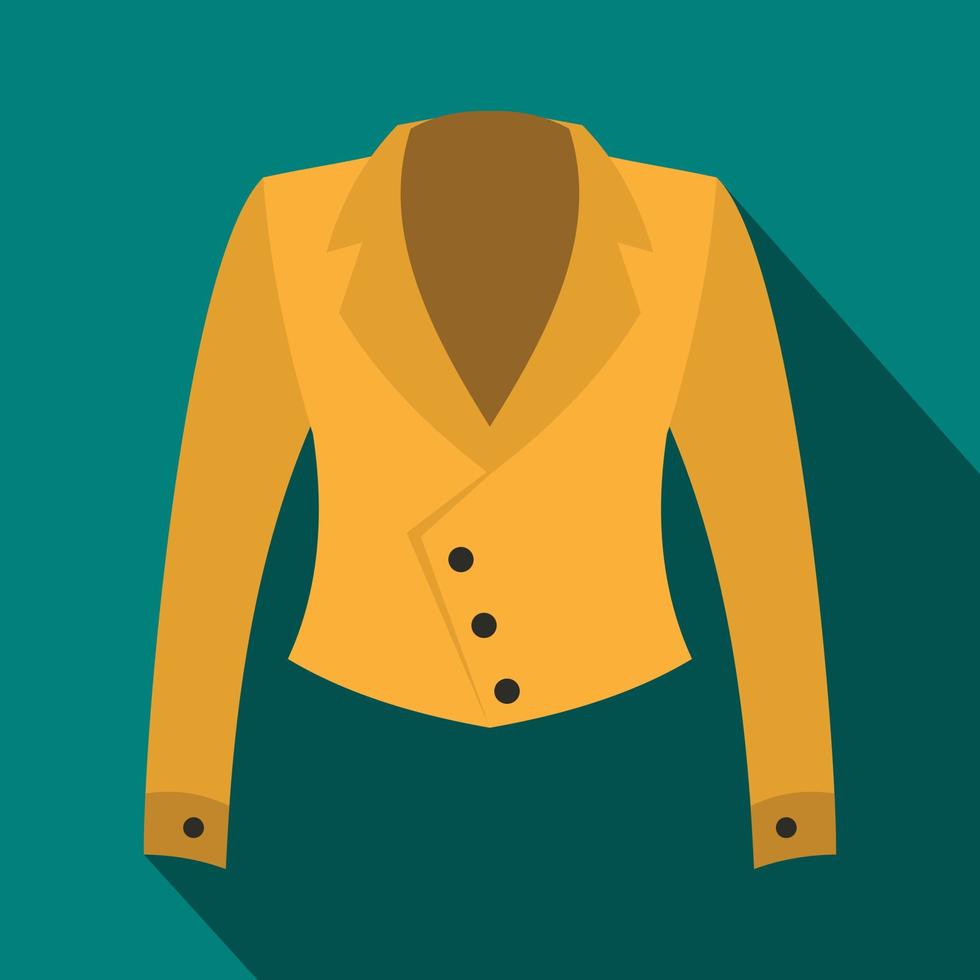 icono de chaqueta femenina, estilo plano vector