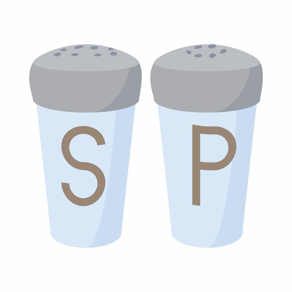 Salt and pepper shakers icon, cartoon style vector