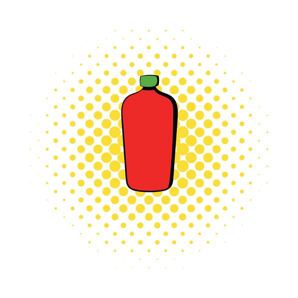 Red cosmetic bottle icon, comics style vector