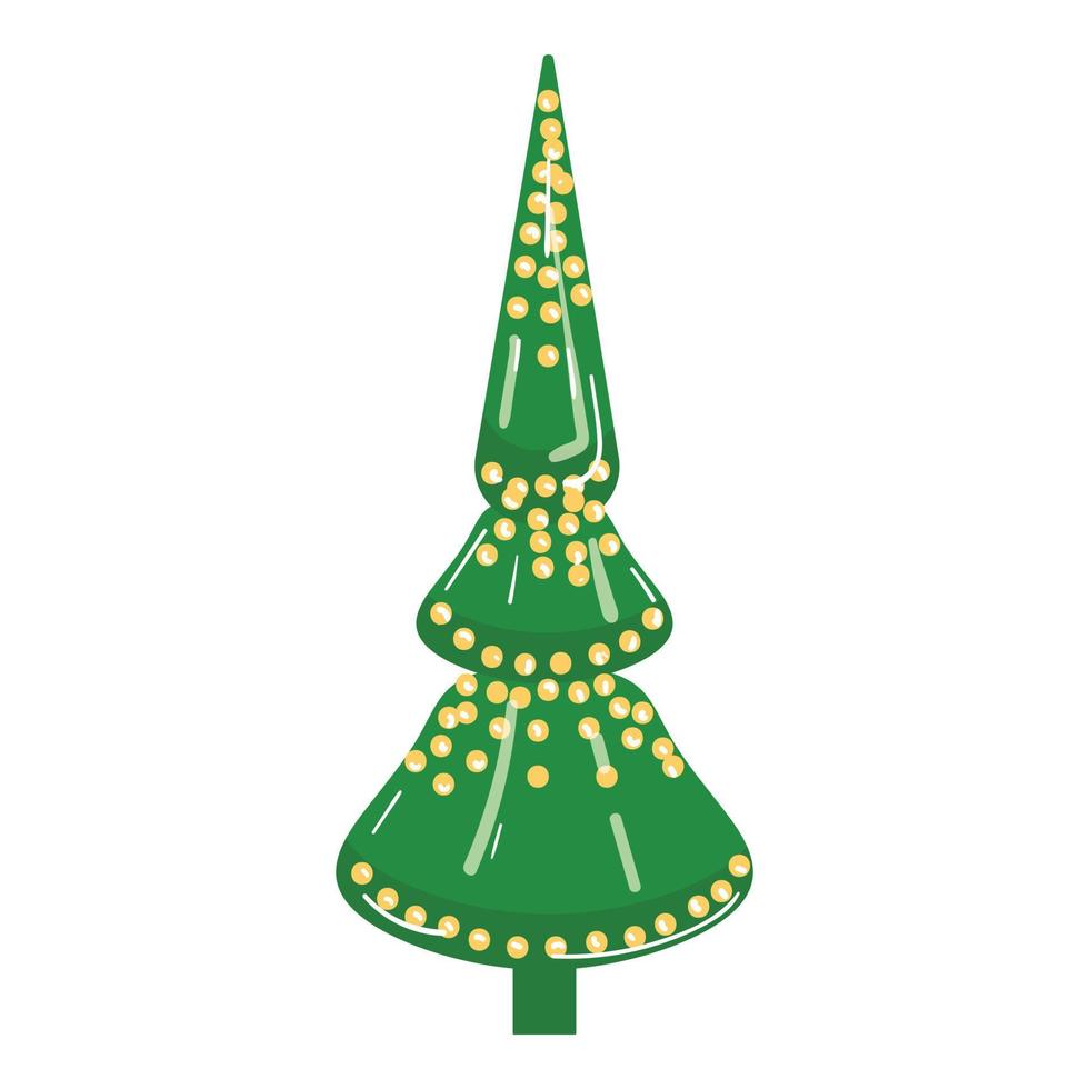 vector de dibujos animados de icono de juguete de árbol de navidad verde. decoración de invierno
