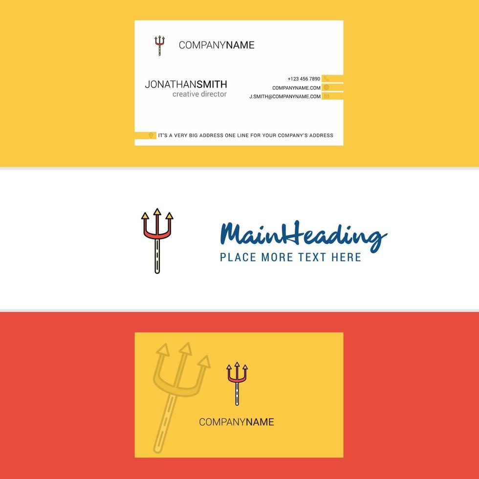 Beautiful Trident Logo and business card vertical Design Vector