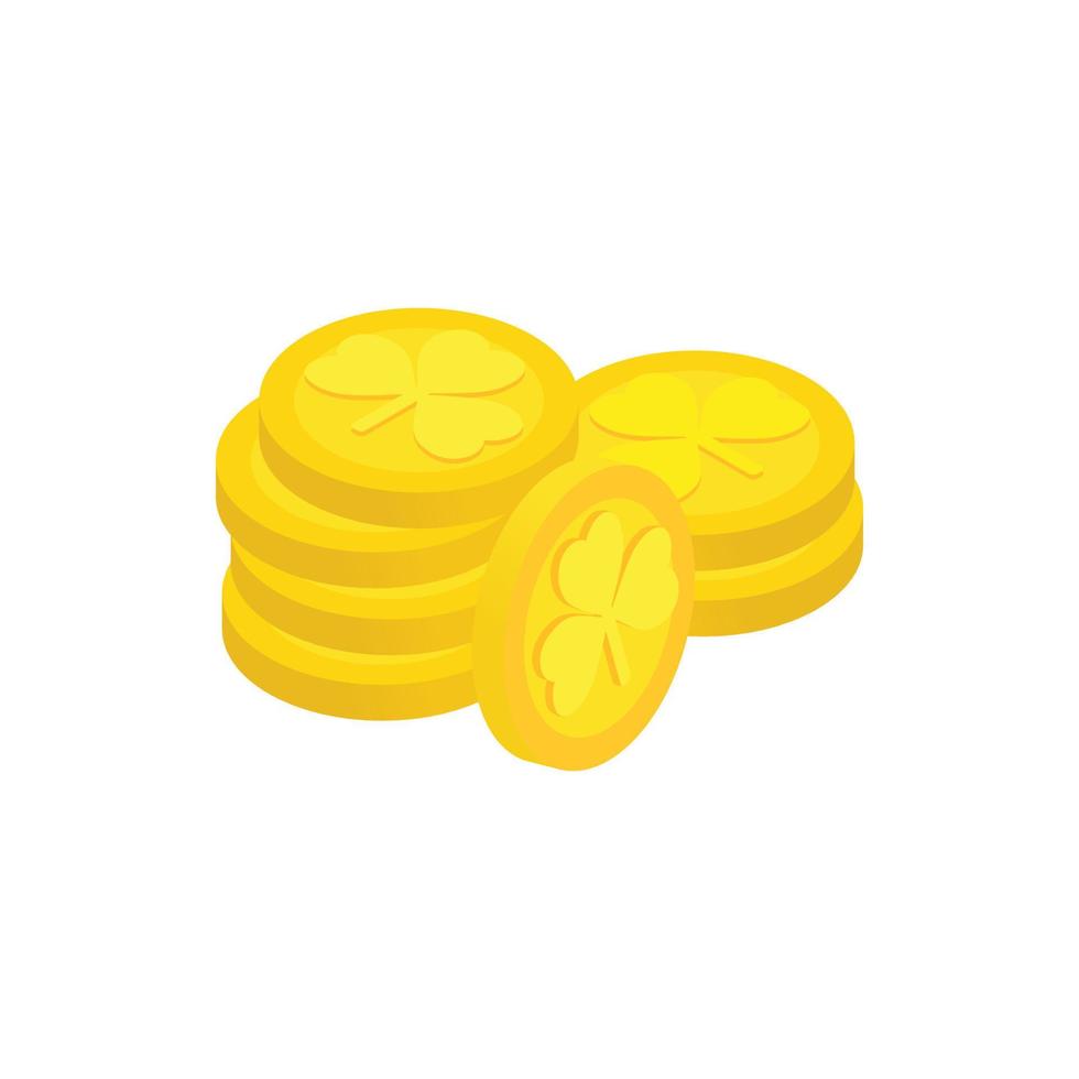 Lucky gold coin isometric 3d icon vector