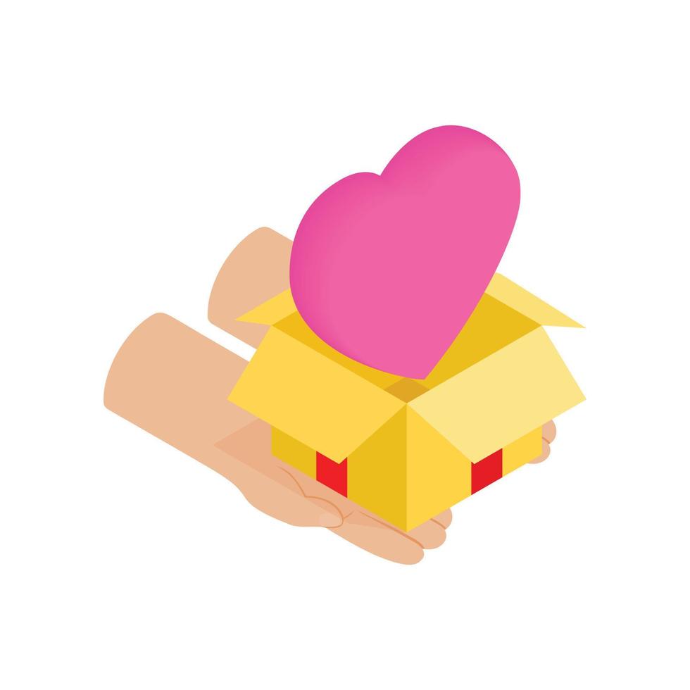 Gift box with a pink heart isometric 3d icon vector
