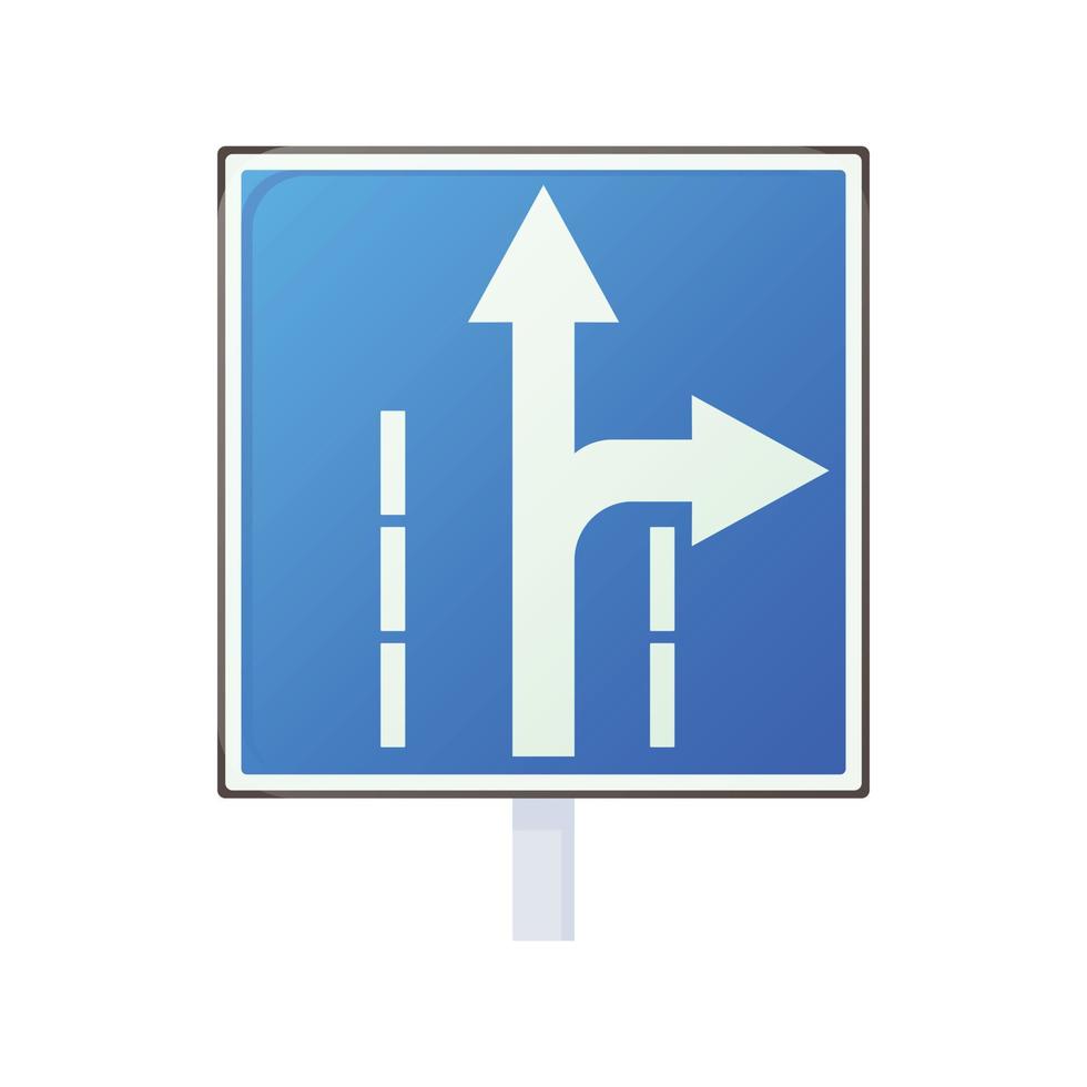 Warning traffic sign drive straight or right icon vector