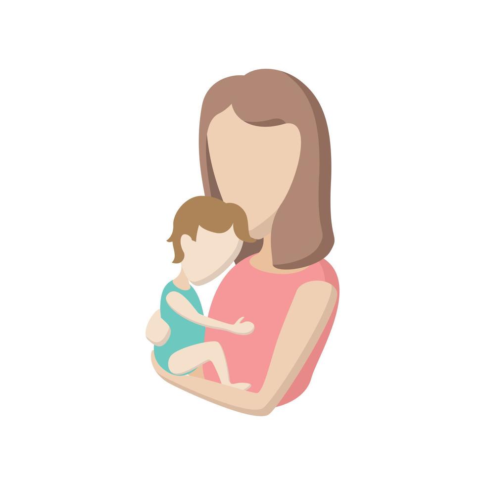 joven madre sosteniendo a su bebé icono de dibujos animados vector