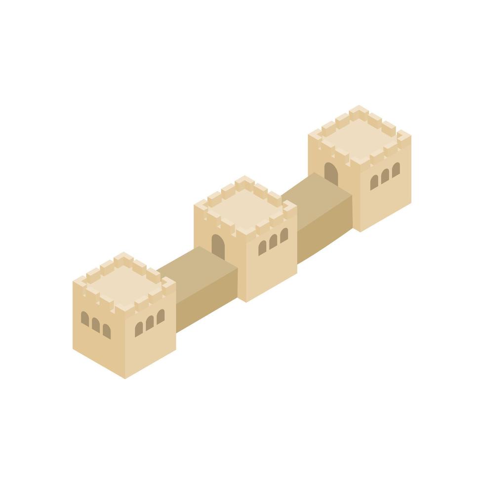 icono de la gran muralla china, estilo 3d isométrico vector