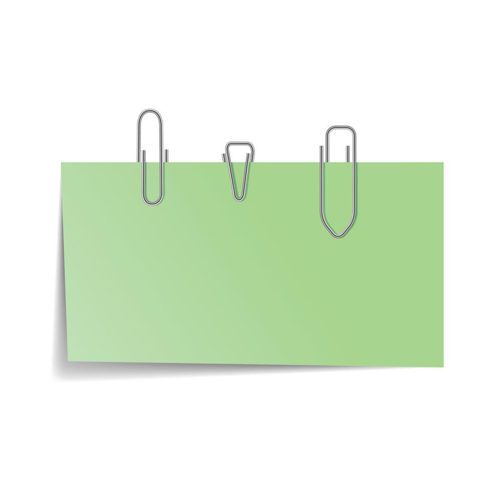 Note with a paper clip icon, realistic style vector