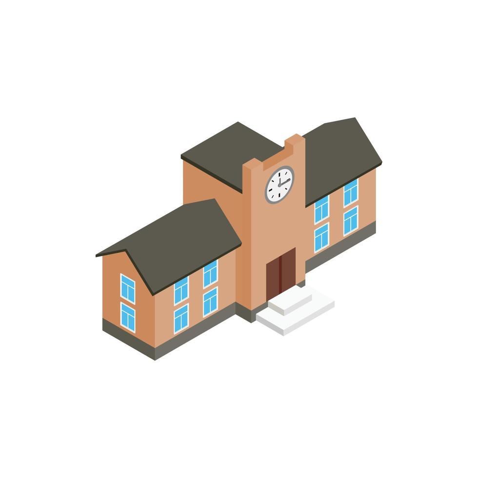 School building icon, isometric 3d style vector