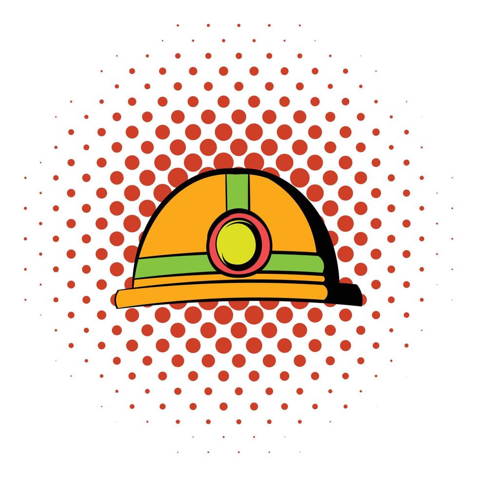 Helmet with flashlight icon, comics style vector