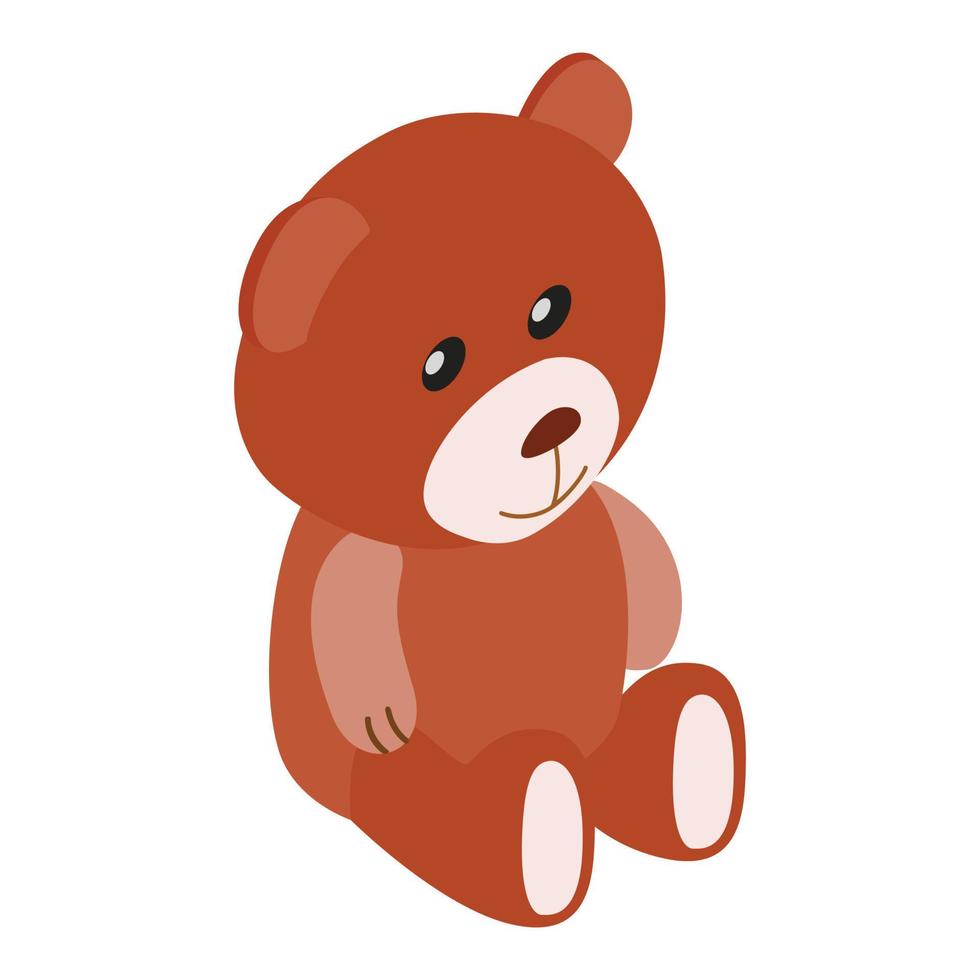 oso de peluche, isométrico, 3d, icono vector