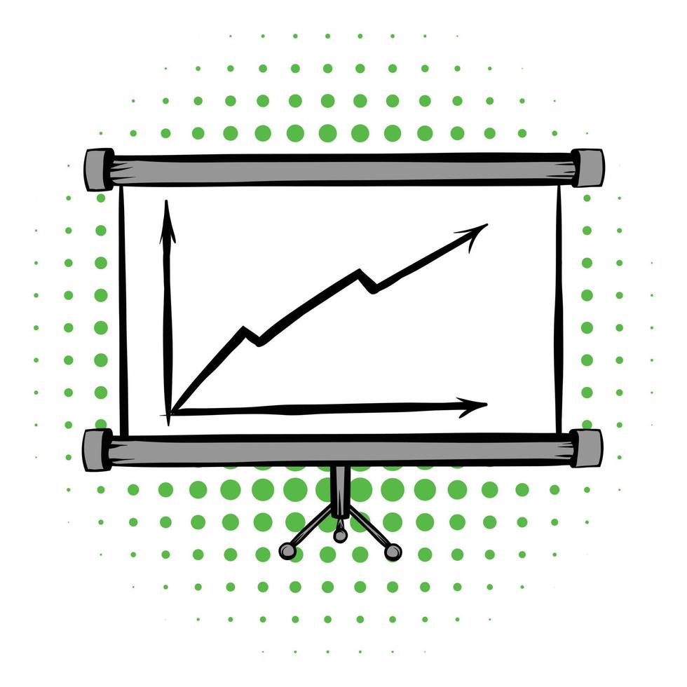 Screen arrow graph board comics icon vector