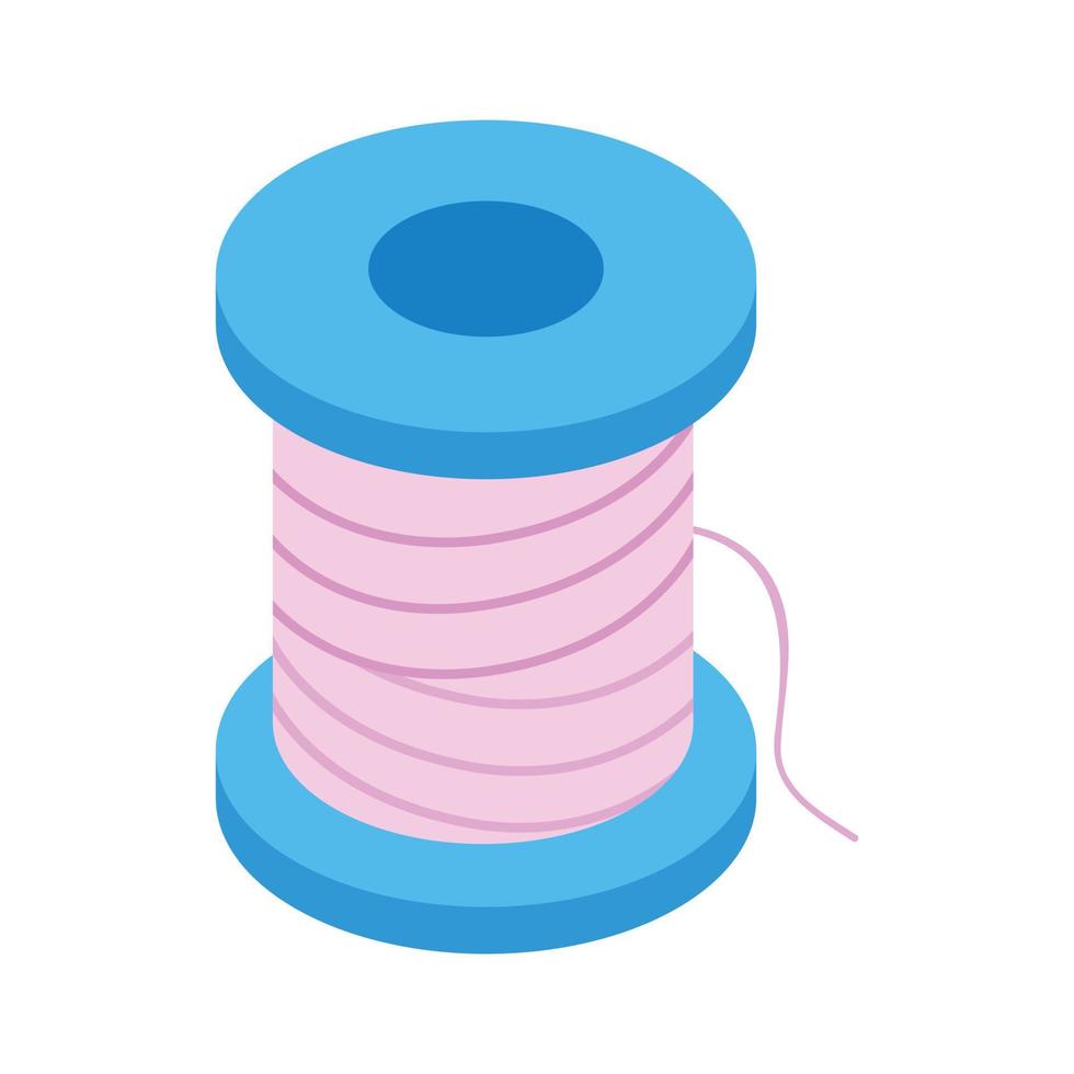 Coil with a thread 3d isometric icon vector