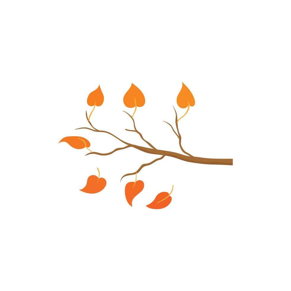 Yellow leaves on a branch icon, cartoon style vector